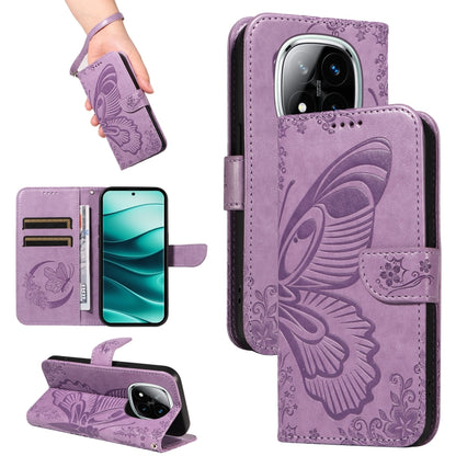 Swallowtail Butterfly Embossed Leather Phone Case, For Redmi Note 14 5G, For Redmi Note 14 Pro / 14 Pro+ 5G, For Redmi 14C 4G