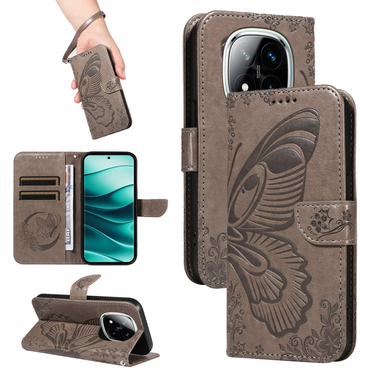 Swallowtail Butterfly Embossed Leather Phone Case, For Redmi Note 14 5G, For Redmi Note 14 Pro / 14 Pro+ 5G, For Redmi 14C 4G