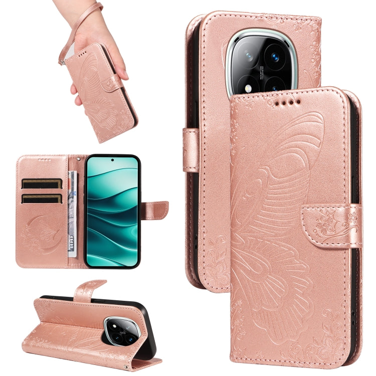 Swallowtail Butterfly Embossed Leather Phone Case, For Redmi Note 14 5G, For Redmi Note 14 Pro / 14 Pro+ 5G, For Redmi 14C 4G