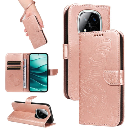 Swallowtail Butterfly Embossed Leather Phone Case, For Redmi Note 14 5G, For Redmi Note 14 Pro / 14 Pro+ 5G, For Redmi 14C 4G
