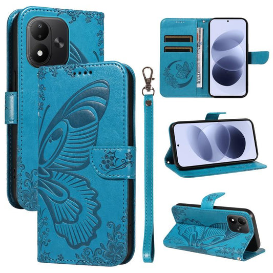 Swallowtail Butterfly Embossed Leather Phone Case, For Redmi Note 17 5G/4G Global 169.7mm, For Redmi Note 17 Pro+ 5G Global 163.4mm, For Redmi 17 5G / 4G Global 170mm, For Redmi 17C/14C 4G/A4 5G/Poco C75 5G, For Redmi K90 Pro Max/Poco F8 Ultra         ...