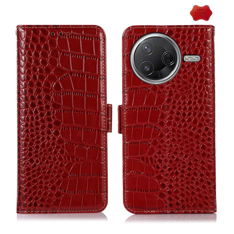 Crocodile Top Layer Cowhide Leather Phone Case, For Redmi Note 17 4G Global 169.7mm, For Redmi Note 17 Pro+ 5G Global 163.4mm, For Redmi Note 17 Pro 5G Global 163.5mm, For Redmi K100 Pro Max/Poco F9 Ultra 5G, For Redmi K100 Pro 5G/Poco F9 Pro 5G       ...