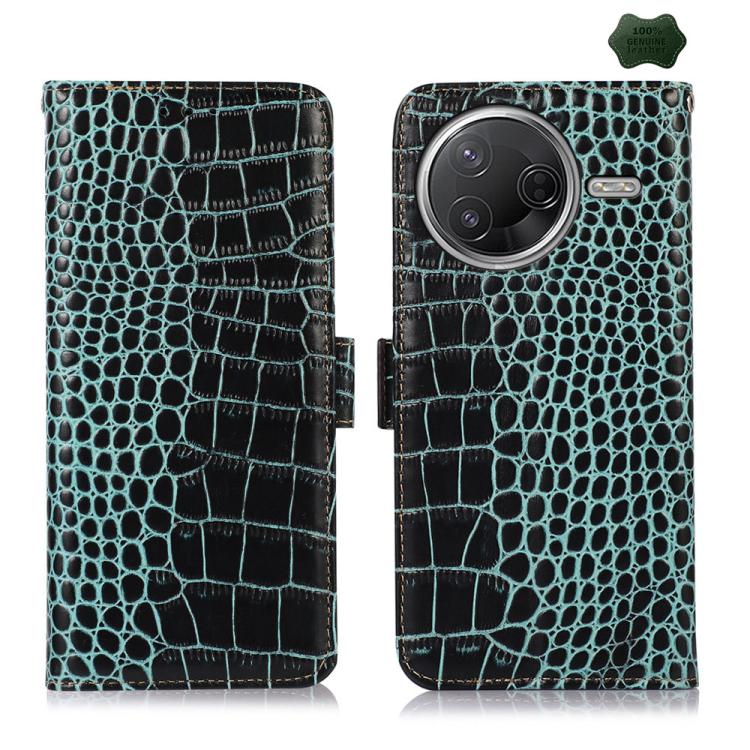 Crocodile Top Layer Cowhide Leather Phone Case, For Redmi Note 17 4G Global 169.7mm, For Redmi Note 17 Pro+ 5G Global 163.4mm, For Redmi Note 17 Pro 5G Global 163.5mm, For Redmi K100 Pro Max/Poco F9 Ultra 5G, For Redmi K100 Pro 5G/Poco F9 Pro 5G       ...