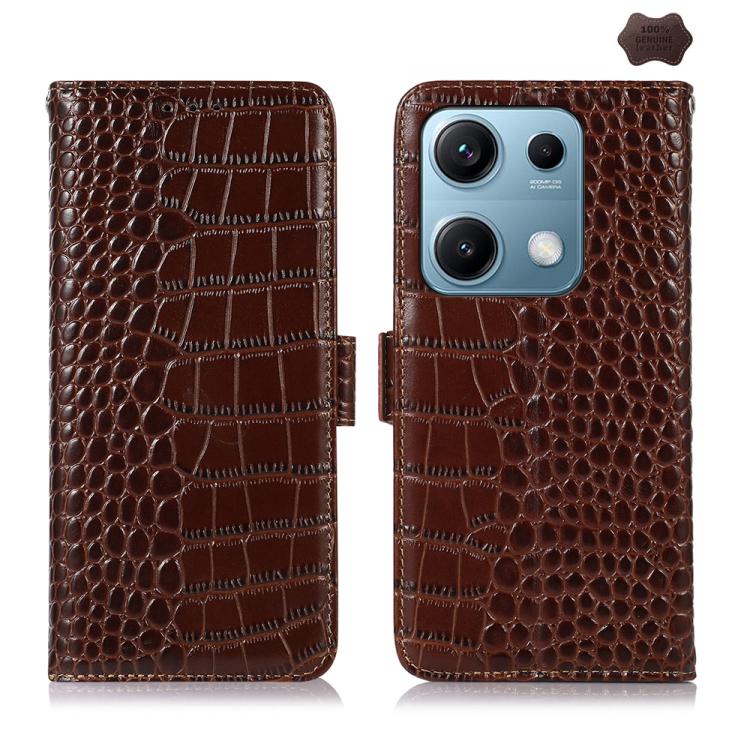 Crocodile Top Layer Cowhide Leather Phone Case, For Redmi Note 17 4G Global 169.7mm, For Redmi Note 17 Pro+ 5G Global 163.4mm, For Redmi Note 17 Pro 5G Global 163.5mm, For Redmi K100 Pro Max/Poco F9 Ultra 5G, For Redmi K100 Pro 5G/Poco F9 Pro 5G       ...