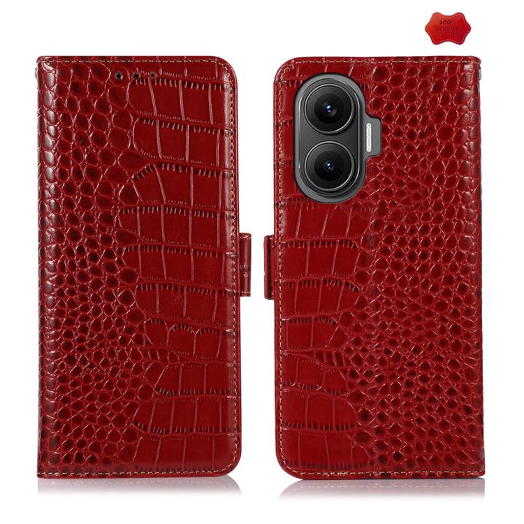 Crocodile Top Layer Cowhide Leather Phone Case, For Redmi Note 17 4G Global 169.7mm, For Redmi Note 17 Pro+ 5G Global 163.4mm, For Redmi Note 17 Pro 5G Global 163.5mm, For Redmi K100 Pro Max/Poco F9 Ultra 5G, For Redmi K100 Pro 5G/Poco F9 Pro 5G       ...