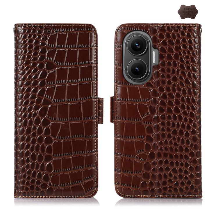 Crocodile Top Layer Cowhide Leather Phone Case, For Redmi Note 17 4G Global 169.7mm, For Redmi Note 17 Pro+ 5G Global 163.4mm, For Redmi Note 17 Pro 5G Global 163.5mm, For Redmi K100 Pro Max/Poco F9 Ultra 5G, For Redmi K100 Pro 5G/Poco F9 Pro 5G       ...