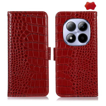 Crocodile Top Layer Cowhide Leather Phone Case, For Redmi Note 17 4G Global 169.7mm, For Redmi Note 17 Pro+ 5G Global 163.4mm, For Redmi Note 17 Pro 5G Global 163.5mm, For Redmi K100 Pro Max/Poco F9 Ultra 5G, For Redmi K100 Pro 5G/Poco F9 Pro 5G       ...