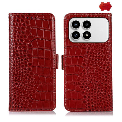 Crocodile Top Layer Cowhide Leather Phone Case, For Redmi Note 17 4G Global 169.7mm, For Redmi Note 17 Pro+ 5G Global 163.4mm, For Redmi Note 17 Pro 5G Global 163.5mm, For Redmi K100 Pro Max/Poco F9 Ultra 5G, For Redmi K100 Pro 5G/Poco F9 Pro 5G       ...