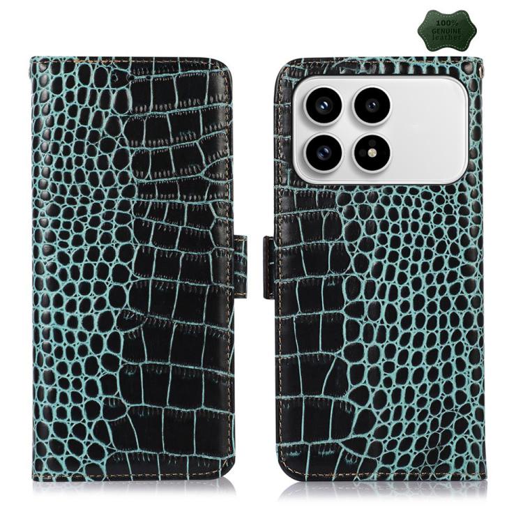 Crocodile Top Layer Cowhide Leather Phone Case, For Redmi Note 17 4G Global 169.7mm, For Redmi Note 17 Pro+ 5G Global 163.4mm, For Redmi Note 17 Pro 5G Global 163.5mm, For Redmi K100 Pro Max/Poco F9 Ultra 5G, For Redmi K100 Pro 5G/Poco F9 Pro 5G       ...