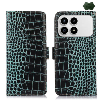 Crocodile Top Layer Cowhide Leather Phone Case, For Redmi Note 17 4G Global 169.7mm, For Redmi Note 17 Pro+ 5G Global 163.4mm, For Redmi Note 17 Pro 5G Global 163.5mm, For Redmi K100 Pro Max/Poco F9 Ultra 5G, For Redmi K100 Pro 5G/Poco F9 Pro 5G       ...