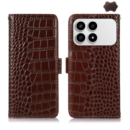 Crocodile Top Layer Cowhide Leather Phone Case, For Redmi Note 17 4G Global 169.7mm, For Redmi Note 17 Pro+ 5G Global 163.4mm, For Redmi Note 17 Pro 5G Global 163.5mm, For Redmi K100 Pro Max/Poco F9 Ultra 5G, For Redmi K100 Pro 5G/Poco F9 Pro 5G       ...