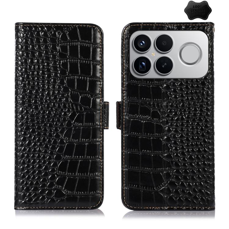 Crocodile Top Layer Cowhide Leather Phone Case, For Redmi Note 17 4G Global 169.7mm, For Redmi Note 17 Pro+ 5G Global 163.4mm, For Redmi Note 17 Pro 5G Global 163.5mm, For Redmi K100 Pro Max/Poco F9 Ultra 5G, For Redmi K100 Pro 5G/Poco F9 Pro 5G       ...