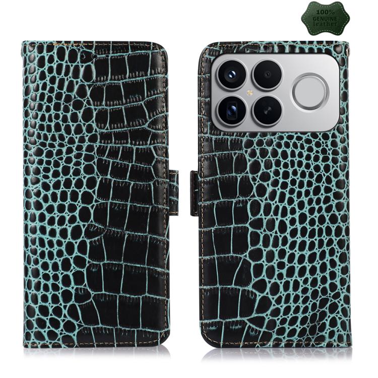 Crocodile Top Layer Cowhide Leather Phone Case, For Redmi Note 17 4G Global 169.7mm, For Redmi Note 17 Pro+ 5G Global 163.4mm, For Redmi Note 17 Pro 5G Global 163.5mm, For Redmi K100 Pro Max/Poco F9 Ultra 5G, For Redmi K100 Pro 5G/Poco F9 Pro 5G       ...
