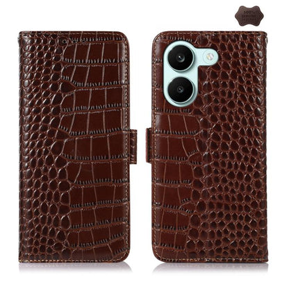 Crocodile Top Layer Cowhide Leather Phone Case, For Redmi Note 17 4G Global 169.7mm, For Redmi Note 17 Pro+ 5G Global 163.4mm, For Redmi Note 17 Pro 5G Global 163.5mm, For Redmi K100 Pro Max/Poco F9 Ultra 5G, For Redmi K100 Pro 5G/Poco F9 Pro 5G       ...