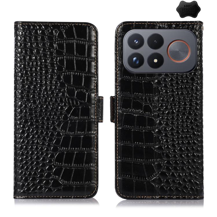 Crocodile Top Layer Cowhide Leather Phone Case, For Redmi Note 17 4G Global 169.7mm, For Redmi Note 17 Pro+ 5G Global 163.4mm, For Redmi Note 17 Pro 5G Global 163.5mm, For Redmi K100 Pro Max/Poco F9 Ultra 5G, For Redmi K100 Pro 5G/Poco F9 Pro 5G       ...