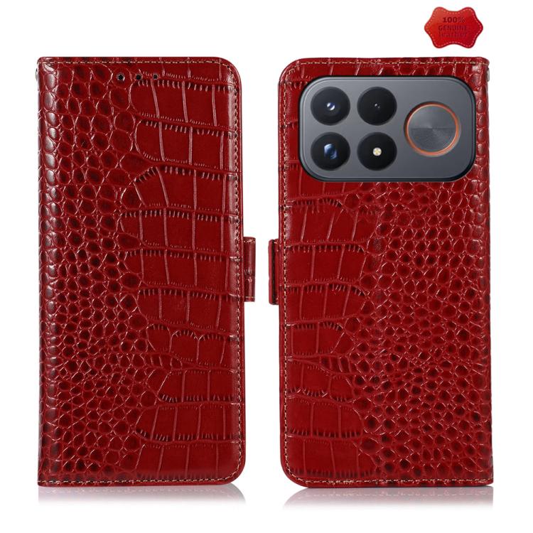 Crocodile Top Layer Cowhide Leather Phone Case, For Redmi Note 17 4G Global 169.7mm, For Redmi Note 17 Pro+ 5G Global 163.4mm, For Redmi Note 17 Pro 5G Global 163.5mm, For Redmi K100 Pro Max/Poco F9 Ultra 5G, For Redmi K100 Pro 5G/Poco F9 Pro 5G       ...
