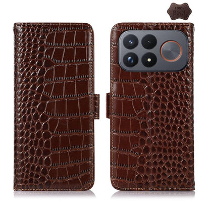 Crocodile Top Layer Cowhide Leather Phone Case, For Redmi Note 17 4G Global 169.7mm, For Redmi Note 17 Pro+ 5G Global 163.4mm, For Redmi Note 17 Pro 5G Global 163.5mm, For Redmi K100 Pro Max/Poco F9 Ultra 5G, For Redmi K100 Pro 5G/Poco F9 Pro 5G       ...