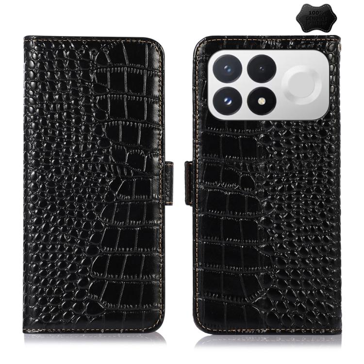 Crocodile Top Layer Cowhide Leather Phone Case, For Redmi Note 17 4G Global 169.7mm, For Redmi Note 17 Pro+ 5G Global 163.4mm, For Redmi Note 17 Pro 5G Global 163.5mm, For Redmi K100 Pro Max/Poco F9 Ultra 5G, For Redmi K100 Pro 5G/Poco F9 Pro 5G       ...