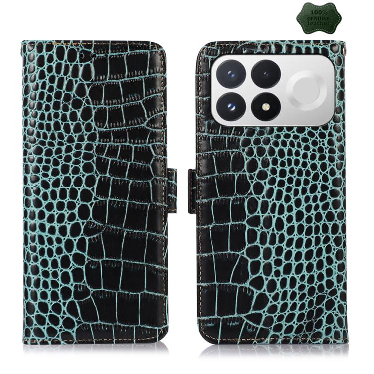 Crocodile Top Layer Cowhide Leather Phone Case, For Redmi Note 17 4G Global 169.7mm, For Redmi Note 17 Pro+ 5G Global 163.4mm, For Redmi Note 17 Pro 5G Global 163.5mm, For Redmi K100 Pro Max/Poco F9 Ultra 5G, For Redmi K100 Pro 5G/Poco F9 Pro 5G       ...