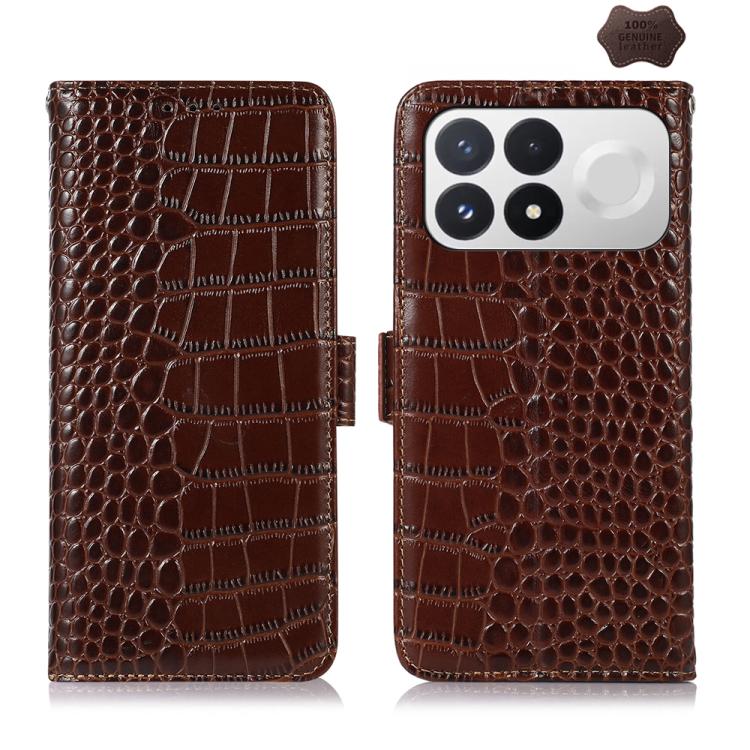Crocodile Top Layer Cowhide Leather Phone Case, For Redmi Note 17 4G Global 169.7mm, For Redmi Note 17 Pro+ 5G Global 163.4mm, For Redmi Note 17 Pro 5G Global 163.5mm, For Redmi K100 Pro Max/Poco F9 Ultra 5G, For Redmi K100 Pro 5G/Poco F9 Pro 5G       ...