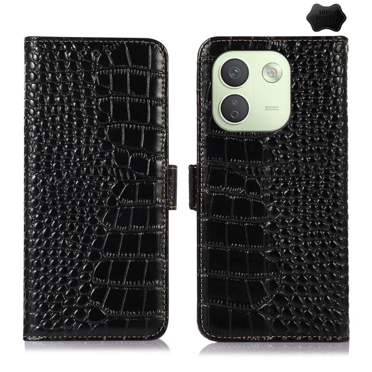 Crocodile Top Layer Cowhide Leather Phone Case, For Redmi Note 17 4G Global 169.7mm, For Redmi Note 17 Pro+ 5G Global 163.4mm, For Redmi Note 17 Pro 5G Global 163.5mm, For Redmi K100 Pro Max/Poco F9 Ultra 5G, For Redmi K100 Pro 5G/Poco F9 Pro 5G       ...