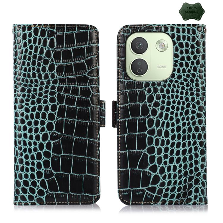 Crocodile Top Layer Cowhide Leather Phone Case, For Redmi Note 17 4G Global 169.7mm, For Redmi Note 17 Pro+ 5G Global 163.4mm, For Redmi Note 17 Pro 5G Global 163.5mm, For Redmi K100 Pro Max/Poco F9 Ultra 5G, For Redmi K100 Pro 5G/Poco F9 Pro 5G       ...
