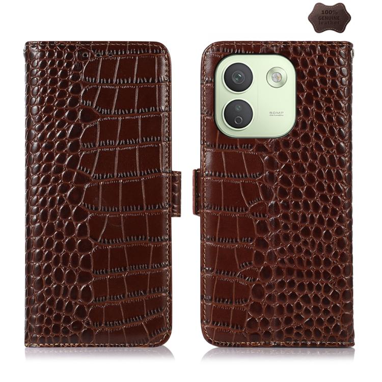Crocodile Top Layer Cowhide Leather Phone Case, For Redmi Note 17 4G Global 169.7mm, For Redmi Note 17 Pro+ 5G Global 163.4mm, For Redmi Note 17 Pro 5G Global 163.5mm, For Redmi K100 Pro Max/Poco F9 Ultra 5G, For Redmi K100 Pro 5G/Poco F9 Pro 5G       ...