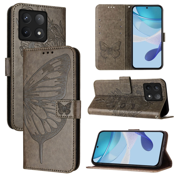 Embossed Butterfly Leather Phone Case, For Xiaomi Poco X7, For Xiaomi 15 Ultra, For Xiaomi Poco X7 Pro, For Xiaomi Poco M7 Pro 5G Global, For Xiaomi 14T Pro, For Xiaomi 14T