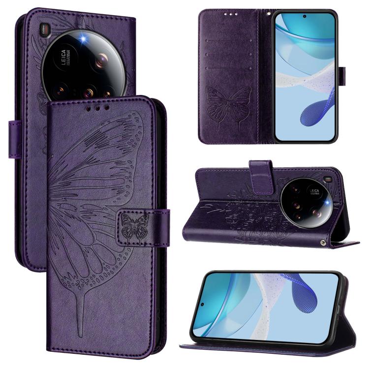 Embossed Butterfly Leather Phone Case, For Xiaomi Poco X7, For Xiaomi 15 Ultra, For Xiaomi Poco X7 Pro, For Xiaomi Poco M7 Pro 5G Global, For Xiaomi 14T Pro, For Xiaomi 14T