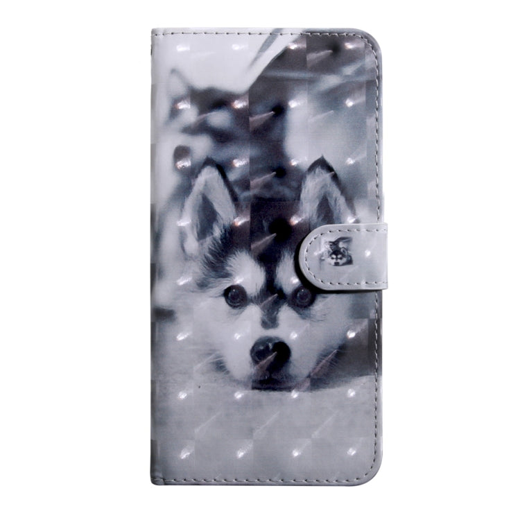 Husky-themed flip phone case with rounded magnetic flap, gray and black faux leather