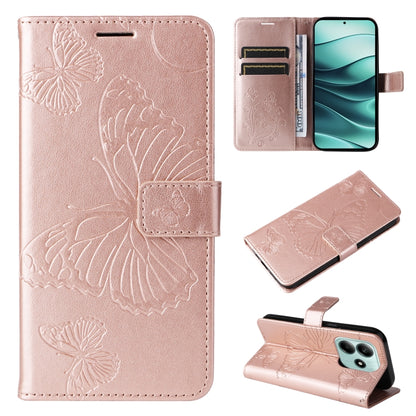 3D Butterfly Embossed Pattern Flip Leather Phone Case, For Redmi 17C/14C 4G/A4 5G/Poco C75 5G, For Redmi Note 14 5G, For Redmi Note 14 Pro / 14 Pro+ 5G, For Redmi 14C 4G Global