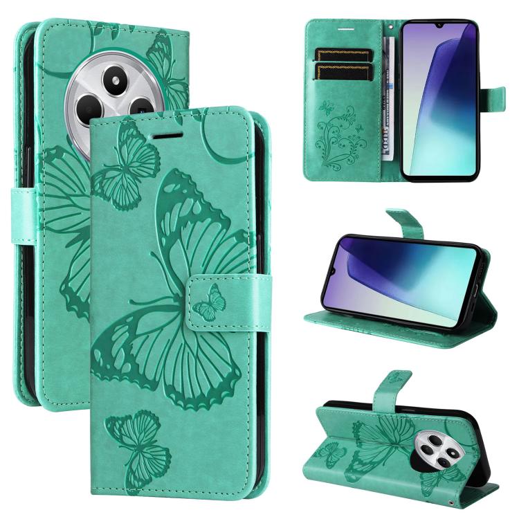 3D Butterfly Embossed Pattern Flip Leather Phone Case, For Redmi 17C/14C 4G/A4 5G/Poco C75 5G, For Redmi Note 14 5G, For Redmi Note 14 Pro / 14 Pro+ 5G, For Redmi 14C 4G Global
