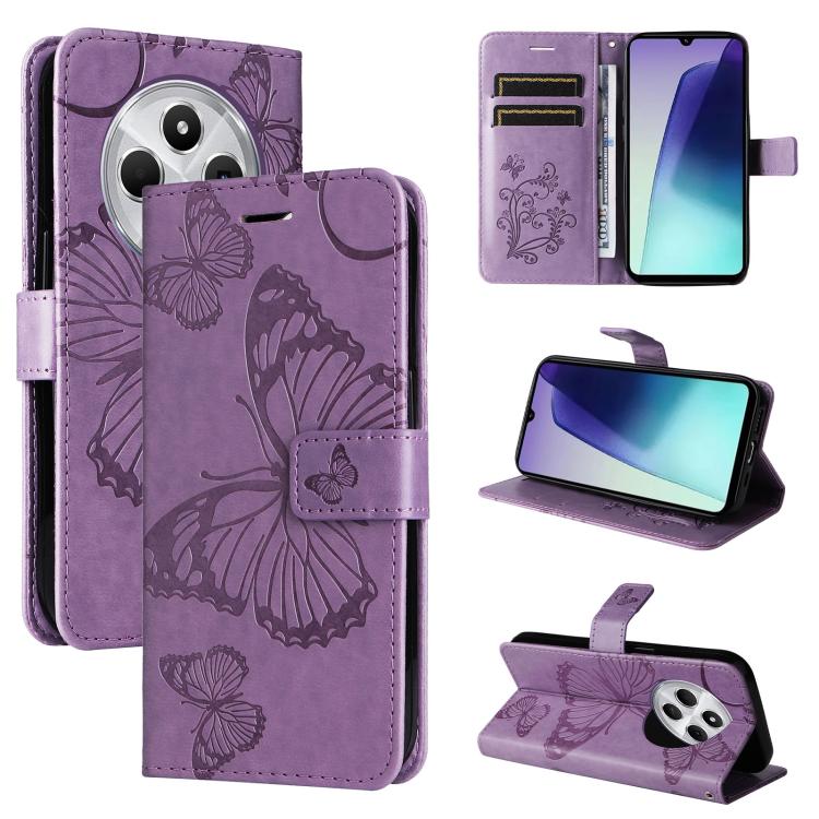 3D Butterfly Embossed Pattern Flip Leather Phone Case, For Redmi 17C/14C 4G/A4 5G/Poco C75 5G, For Redmi Note 14 5G, For Redmi Note 14 Pro / 14 Pro+ 5G, For Redmi 14C 4G Global