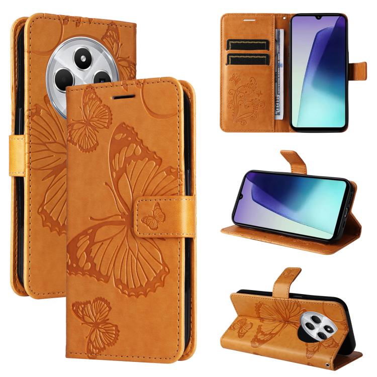 3D Butterfly Embossed Pattern Flip Leather Phone Case, For Redmi 17C/14C 4G/A4 5G/Poco C75 5G, For Redmi Note 14 5G, For Redmi Note 14 Pro / 14 Pro+ 5G, For Redmi 14C 4G Global