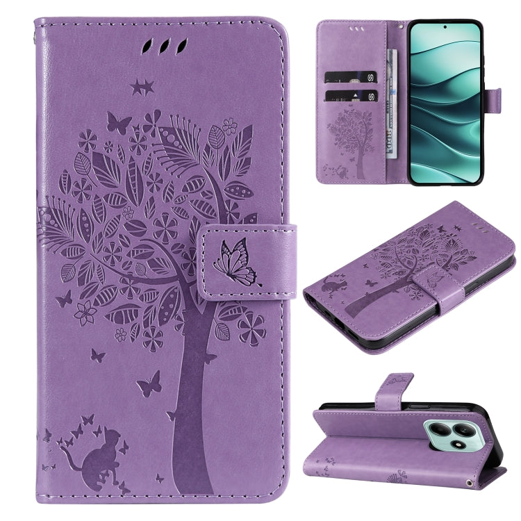 Tree & Cat Embossed Pattern Flip Leather Phone Case, For Redmi 15 5G / 4G EU 171mm, For Redmi 15C 5G / 4G Global 171mm, For Redmi A5 4G 173.3mm, For Redmi Note 14S 4G / Note 13 Pro 4G, For Redmi K80 / K80 Pro, For Redmi Note 14 4G Global 163.25mm      ...