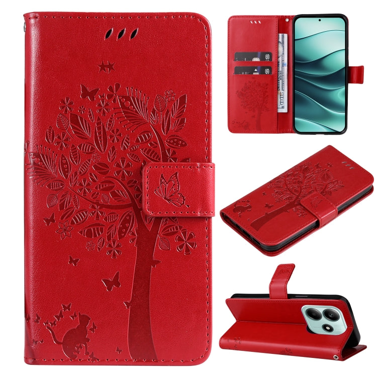 Tree & Cat Embossed Pattern Flip Leather Phone Case, For Redmi 15 5G / 4G EU 171mm, For Redmi 15C 5G / 4G Global 171mm, For Redmi A5 4G 173.3mm, For Redmi Note 14S 4G / Note 13 Pro 4G, For Redmi K80 / K80 Pro, For Redmi Note 14 4G Global 163.25mm      ...