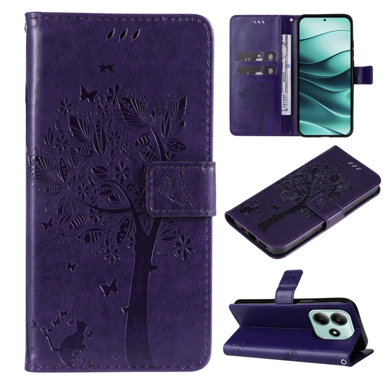 Tree & Cat Embossed Pattern Flip Leather Phone Case, For Redmi 15 5G / 4G EU 171mm, For Redmi 15C 5G / 4G Global 171mm, For Redmi A5 4G 173.3mm, For Redmi Note 14S 4G / Note 13 Pro 4G, For Redmi K80 / K80 Pro, For Redmi Note 14 4G Global 163.25mm      ...