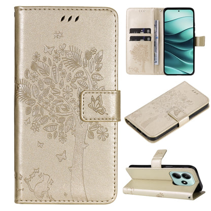 Tree & Cat Embossed Pattern Flip Leather Phone Case, For Redmi 15 5G / 4G EU 171mm, For Redmi 15C 5G / 4G Global 171mm, For Redmi A5 4G 173.3mm, For Redmi Note 14S 4G / Note 13 Pro 4G, For Redmi K80 / K80 Pro, For Redmi Note 14 4G Global 163.25mm      ...