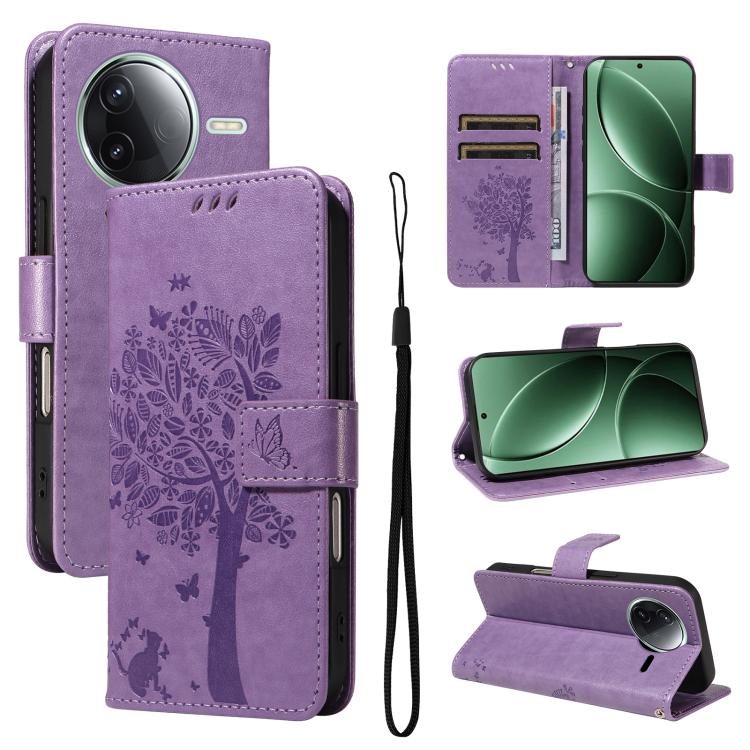 Tree & Cat Embossed Pattern Flip Leather Phone Case, For Redmi 15 5G / 4G EU 171mm, For Redmi 15C 5G / 4G Global 171mm, For Redmi A5 4G 173.3mm, For Redmi Note 14S 4G / Note 13 Pro 4G, For Redmi K80 / K80 Pro, For Redmi Note 14 4G Global 163.25mm      ...