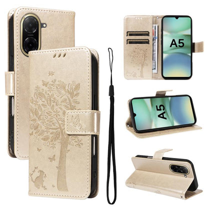 Tree & Cat Embossed Pattern Flip Leather Phone Case, For Redmi 15 5G / 4G EU 171mm, For Redmi 15C 5G / 4G Global 171mm, For Redmi A5 4G 173.3mm, For Redmi Note 14S 4G / Note 13 Pro 4G, For Redmi K80 / K80 Pro, For Redmi Note 14 4G Global 163.25mm      ...