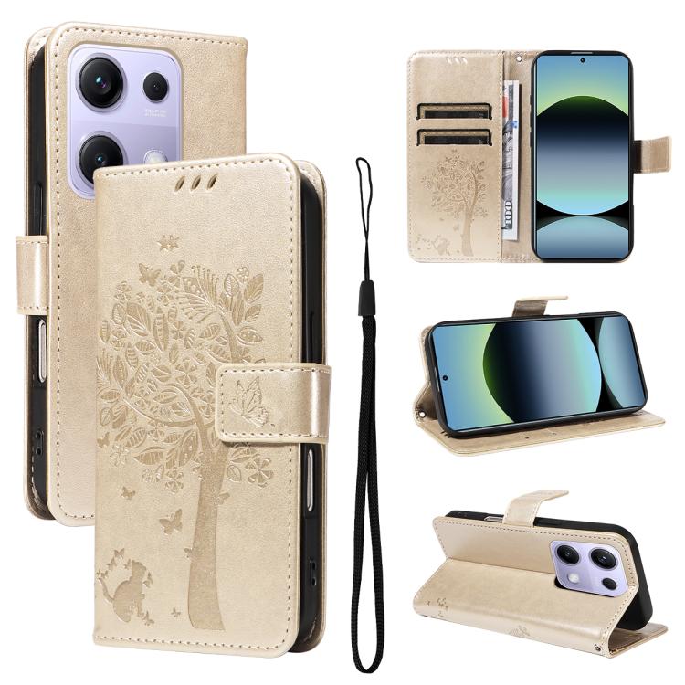 Tree & Cat Embossed Pattern Flip Leather Phone Case, For Redmi 15 5G / 4G EU 171mm, For Redmi 15C 5G / 4G Global 171mm, For Redmi A5 4G 173.3mm, For Redmi Note 14S 4G / Note 13 Pro 4G, For Redmi K80 / K80 Pro, For Redmi Note 14 4G Global 163.25mm      ...
