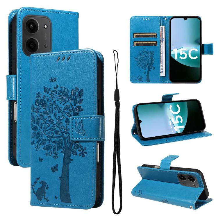 Tree & Cat Embossed Pattern Flip Leather Phone Case, For Redmi 15 5G / 4G EU 171mm, For Redmi 15C 5G / 4G Global 171mm, For Redmi A5 4G 173.3mm, For Redmi Note 14S 4G / Note 13 Pro 4G, For Redmi K80 / K80 Pro, For Redmi Note 14 4G Global 163.25mm      ...