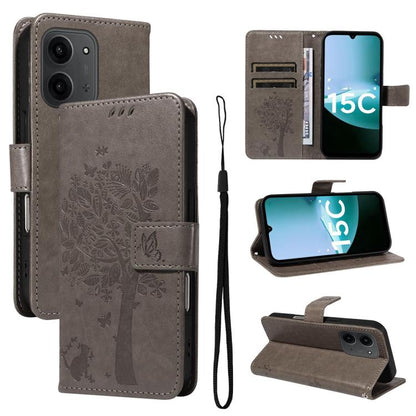 Tree & Cat Embossed Pattern Flip Leather Phone Case, For Redmi 15 5G / 4G EU 171mm, For Redmi 15C 5G / 4G Global 171mm, For Redmi A5 4G 173.3mm, For Redmi Note 14S 4G / Note 13 Pro 4G, For Redmi K80 / K80 Pro, For Redmi Note 14 4G Global 163.25mm      ...