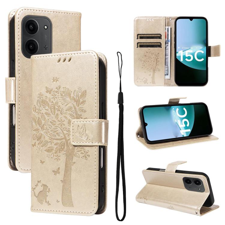 Tree & Cat Embossed Pattern Flip Leather Phone Case, For Redmi 15 5G / 4G EU 171mm, For Redmi 15C 5G / 4G Global 171mm, For Redmi A5 4G 173.3mm, For Redmi Note 14S 4G / Note 13 Pro 4G, For Redmi K80 / K80 Pro, For Redmi Note 14 4G Global 163.25mm      ...
