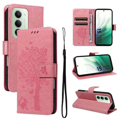 Tree & Cat Embossed Pattern Flip Leather Phone Case, For Redmi 15 5G / 4G EU 171mm, For Redmi 15C 5G / 4G Global 171mm, For Redmi A5 4G 173.3mm, For Redmi Note 14S 4G / Note 13 Pro 4G, For Redmi K80 / K80 Pro, For Redmi Note 14 4G Global 163.25mm      ...