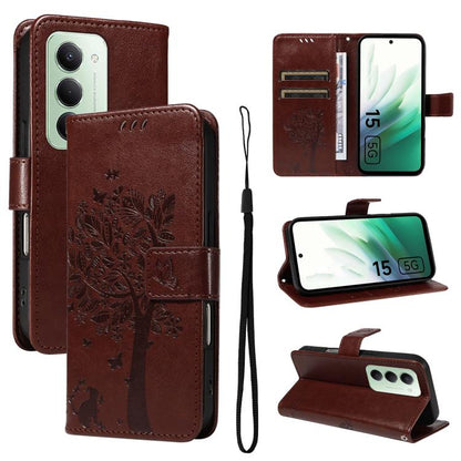 Tree & Cat Embossed Pattern Flip Leather Phone Case, For Redmi 15 5G / 4G EU 171mm, For Redmi 15C 5G / 4G Global 171mm, For Redmi A5 4G 173.3mm, For Redmi Note 14S 4G / Note 13 Pro 4G, For Redmi K80 / K80 Pro, For Redmi Note 14 4G Global 163.25mm      ...