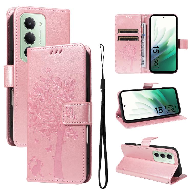 Tree & Cat Embossed Pattern Flip Leather Phone Case, For Redmi 15 5G / 4G EU 171mm, For Redmi 15C 5G / 4G Global 171mm, For Redmi A5 4G 173.3mm, For Redmi Note 14S 4G / Note 13 Pro 4G, For Redmi K80 / K80 Pro, For Redmi Note 14 4G Global 163.25mm      ...