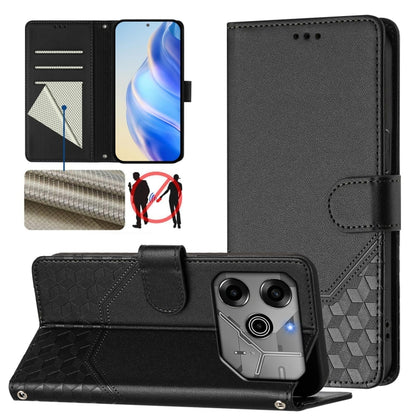 Honeycomb Embossing RFID Leather Phone Case, For Tecno Spark Go 2021