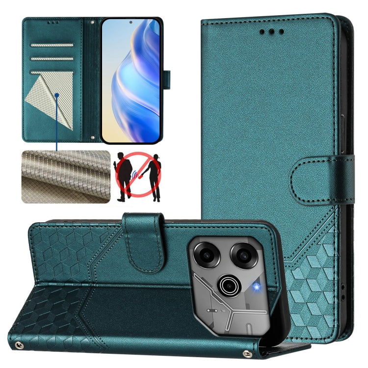 Honeycomb Embossing RFID Leather Phone Case, For Tecno Spark Go 2021