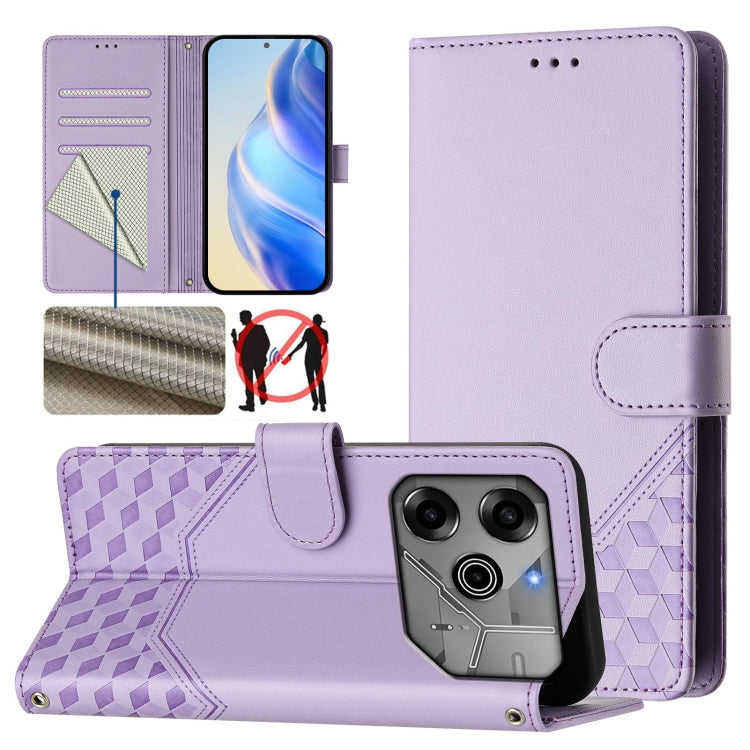 Honeycomb Embossing RFID Leather Phone Case, For Tecno Spark Go 2021